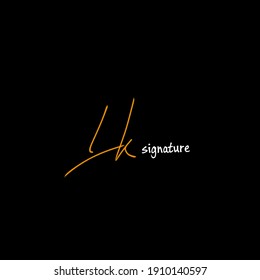 LK initial handwritten calligraphy, for monogram and logo