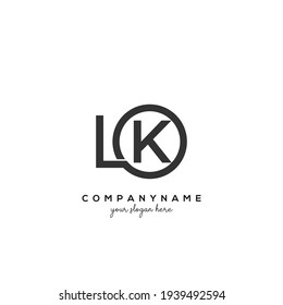 LK Initial letter logo inside circle shape inside rounded black monogram