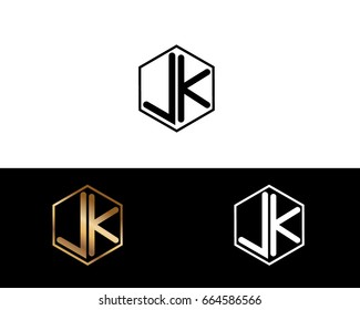 LK initial letters linked with hexagon shape logo

