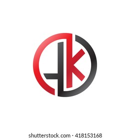 LK initial letters looping linked circle logo black red