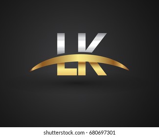 LK initial logo company name colored gold and silver swoosh design. vector logo for business and company identity.
