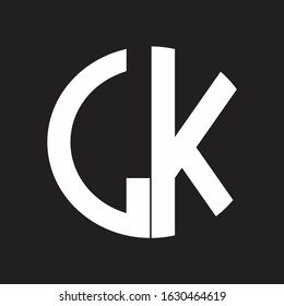 LK Initial Logo design Monogram Isolated on black and white