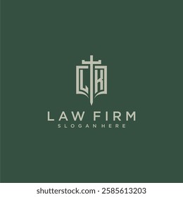 LK initial monogram for law firm with sword and shield logo image