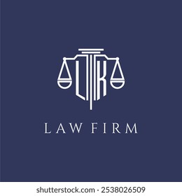 Monograma inicial de LK para el logotipo del bufete de abogados con la Imagen del Vector de las escalas