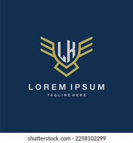 LK initial monogram logo for creative eagle line image vector design