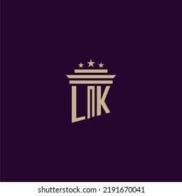 LK initial monogram logo design for lawfirm lawyers with pillar vector image