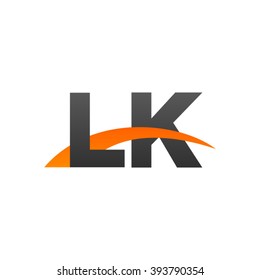 LK initial overlapping swoosh letter logo black orange