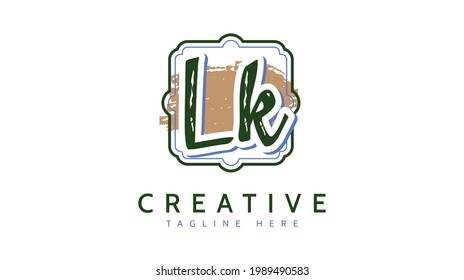 Iniciales LK, vector de logotipo de escritura a mano