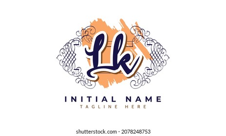 Lk Initials, handwriting logo vector