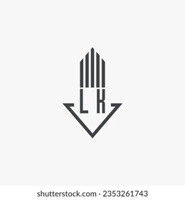 Ilustración del material del logotipo inmobiliario de la marca LK. vector de logotipo