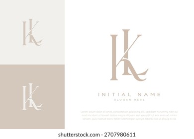 LK KL initial letter handwriting and luxury logo