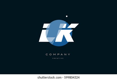 lk l k  blue circle dot big font alphabet company letter logo white design vector icon template 