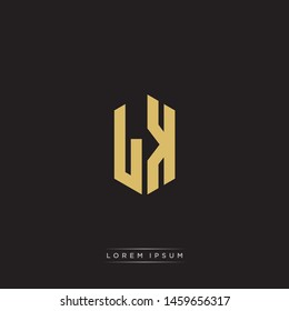 LK L K Logo Emblem Hexagon Capital Letter Modern Template