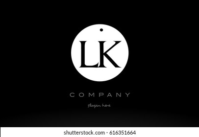LK L K simple black white circle background alphabet company logo design vector icon template
