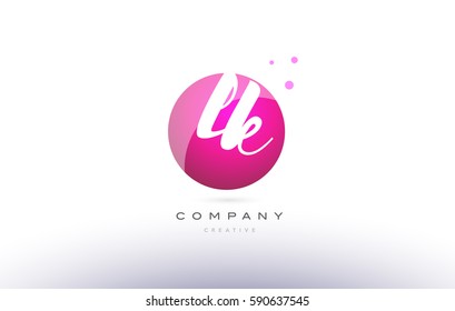 lk l k  sphere pink 3d alphabet company letter combination logo hand writting written design vector icon template 