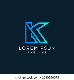 LK letter linked initial logo design with blue color. 