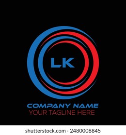 LK letter logo creative design. LK unique design. LK letter logo design on black background.
