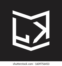 LK Logo Emblem Monogram With Shield Style Design Template Isolated On Black Background