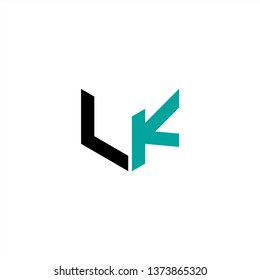 LK Logo Letter Initial With Black and Aqua Colors