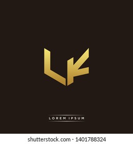 LK Logo Letter Initial Logo Designs Templete with Gold and Black Background