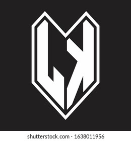 LK Logo monogram with emblem line style isolated on black background