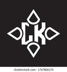 LK Logo monogram with four cone rounded by the shape design template