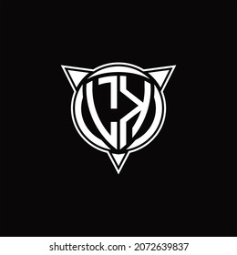 Monograma del logotipo LK aislado con forma de círculo y tres plantillas de diseño de flecha