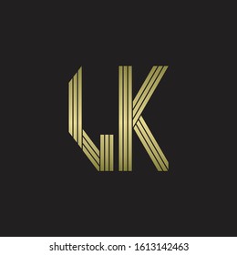 LK Logo monogram outline style linked isolated with gold colors