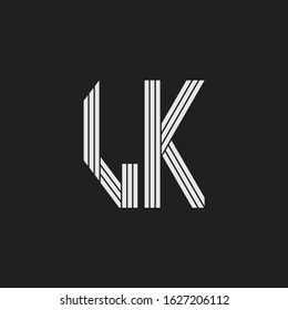 LK Logo monogram with outline style linked isolated on black background