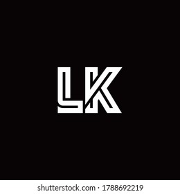 Logotipo de monograma LK con plantilla de diseño de línea abstracta