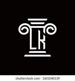LK monogram logo with pillar style design template