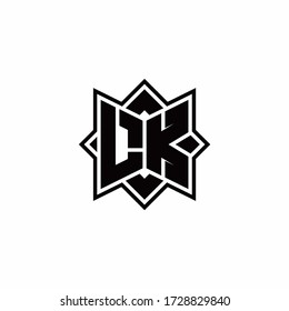 LK monogram logo with square rotate style outline design template