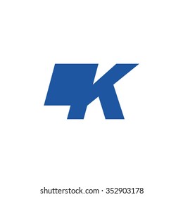 LK negative space letter logo blue