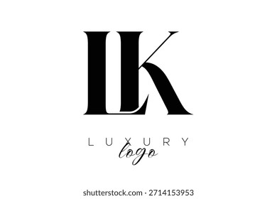 LK Serif Letter Monogram Typography Logo for Elegant Premium Branding Identity