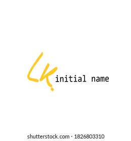Lk tagline vector de logotipo de escritura manual inicial