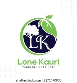 LK tree green leaf letter Logo Design Vector Template In Modern Creative Minimal Style