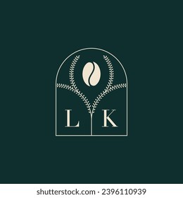 LK Diseño de logotipo único y simple combinación de letras y grano de café