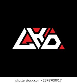 LKD triangle letter logo design with triangle shape. LKD triangle logo design monogram. LKD triangle vector logo template with red color. LKD triangular logo Simple, Elegant, and Luxurious design.