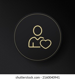 Lke line icon. Man near hearts, comment, social network, feedback, reaction, emotion. Review concept. Vector line icon for Business and Advertising