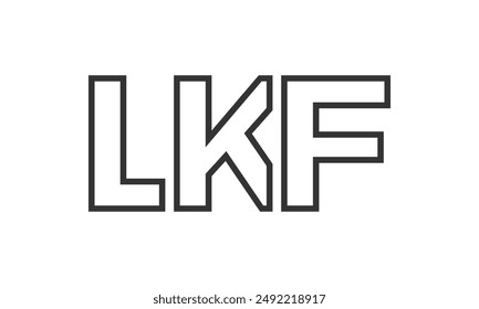 LKF logo design template with strong and modern bold text. Initial based vector logotype featuring simple and minimal typography. Trendy company identity ideal for businesses brand presence.