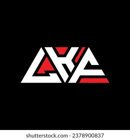 Diseño del logotipo de la letra triangular LKF con forma triangular. Monograma de diseño del logotipo del triángulo LKF. Plantilla de logotipo vectorial de triángulo LKF con color rojo. Logotipo triangular LKF Diseño sencillo, elegante y lujoso.