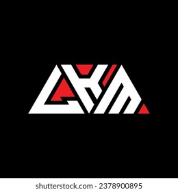 Diseño del logotipo de la letra triangular LKM con forma triangular. Monograma de diseño del logotipo del triángulo LKM. Plantilla de logotipo vectorial de triángulo LKM con color rojo. Logotipo triangular LKM Diseño sencillo, elegante y lujoso.