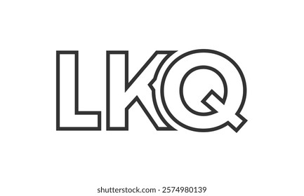 LKQ logo design template with strong and modern bold text. Initial based vector logotype featuring simple and minimal typography. Trendy company identity ideal for businesses brand presence.