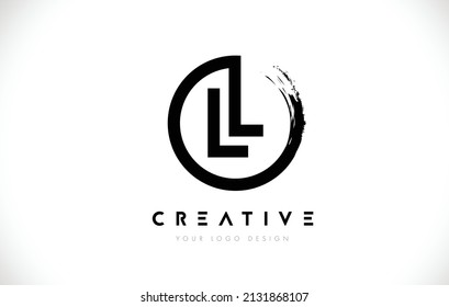 LL Circular Letter Logo with Circle Brush Design and White Background.