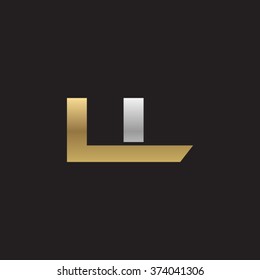 LL company linked letter logo golden silver black background