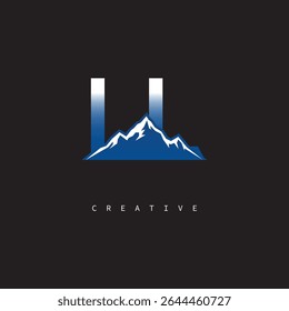 LL Creative Mountain Logo Bold Gradient Letter mark Branding Design for Business Outdoor Brands