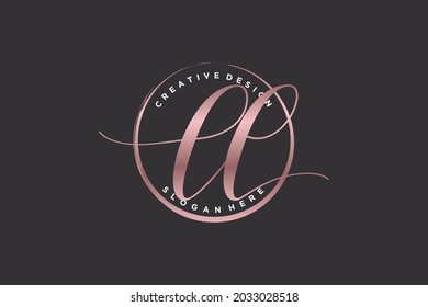 LL handwriting logo with circle template vector signature, wedding, fashion, floral and botanical with creative template.