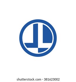 LL initial letters circle business logo blue