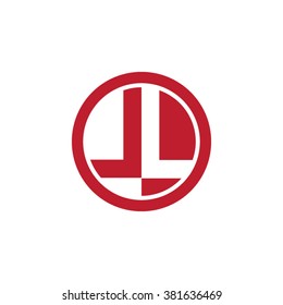 LL initial letters circle business logo red
