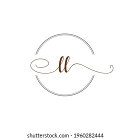 LL Initial Logo Handwriting template letter illustration